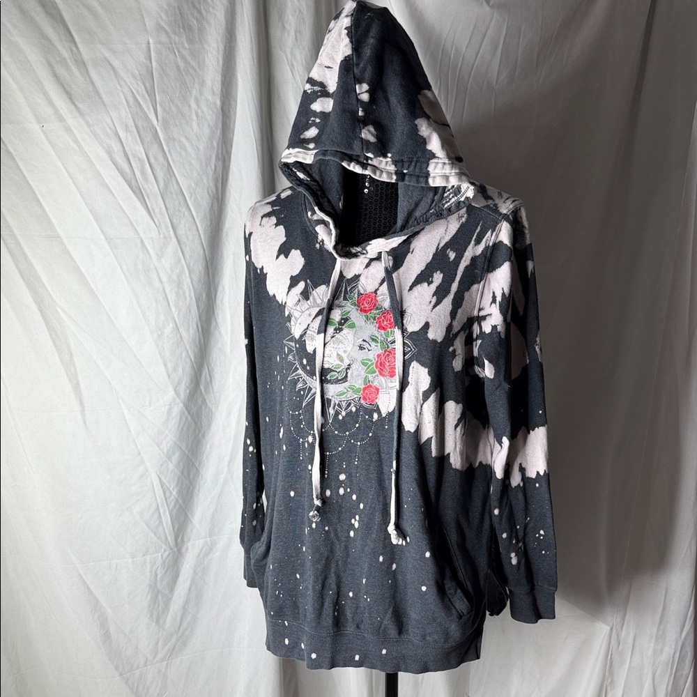 Torrid Black and White Tie-Dye Hoodie